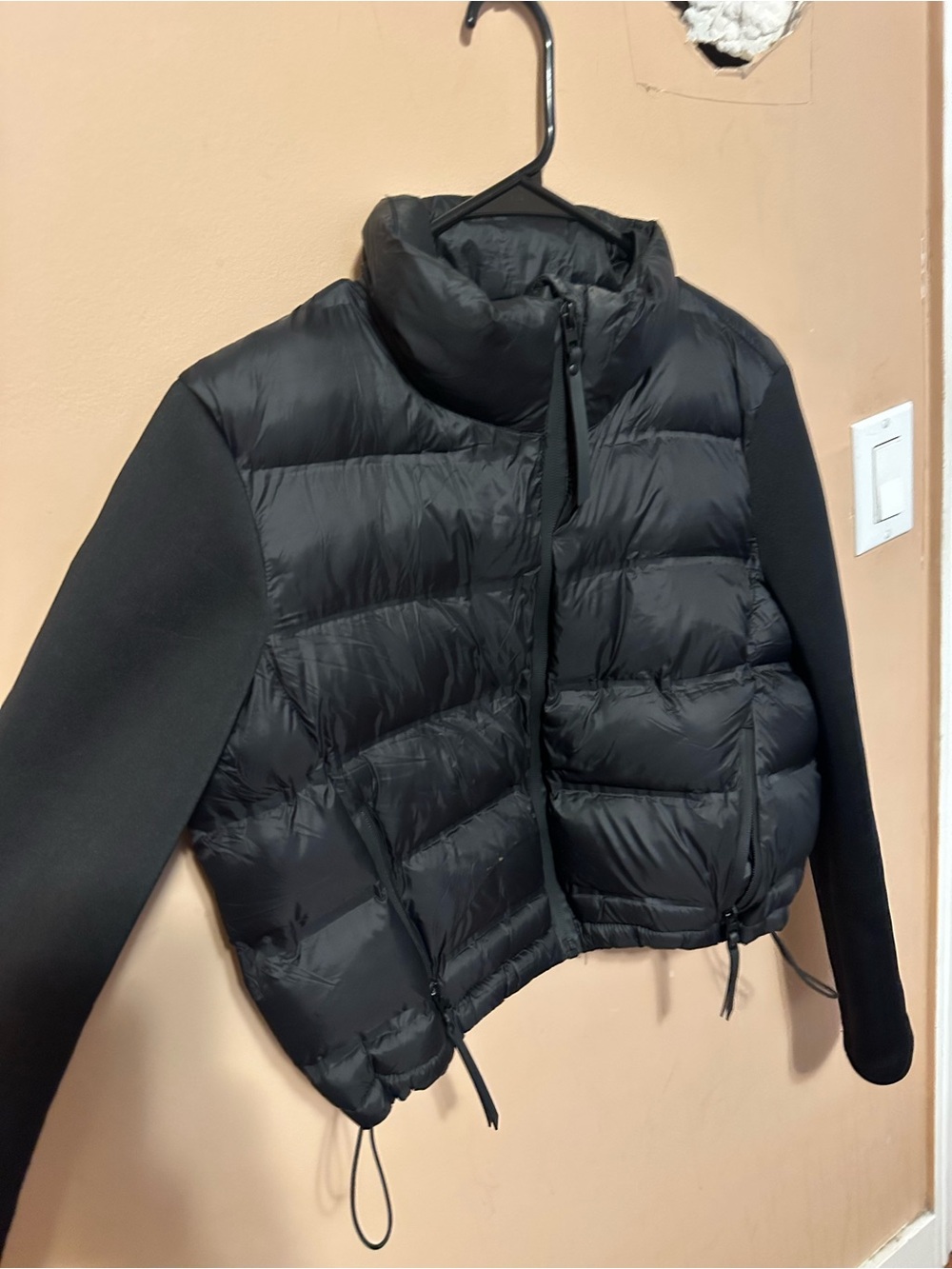 Zara Black cropped Quilted Jacket with High Collar